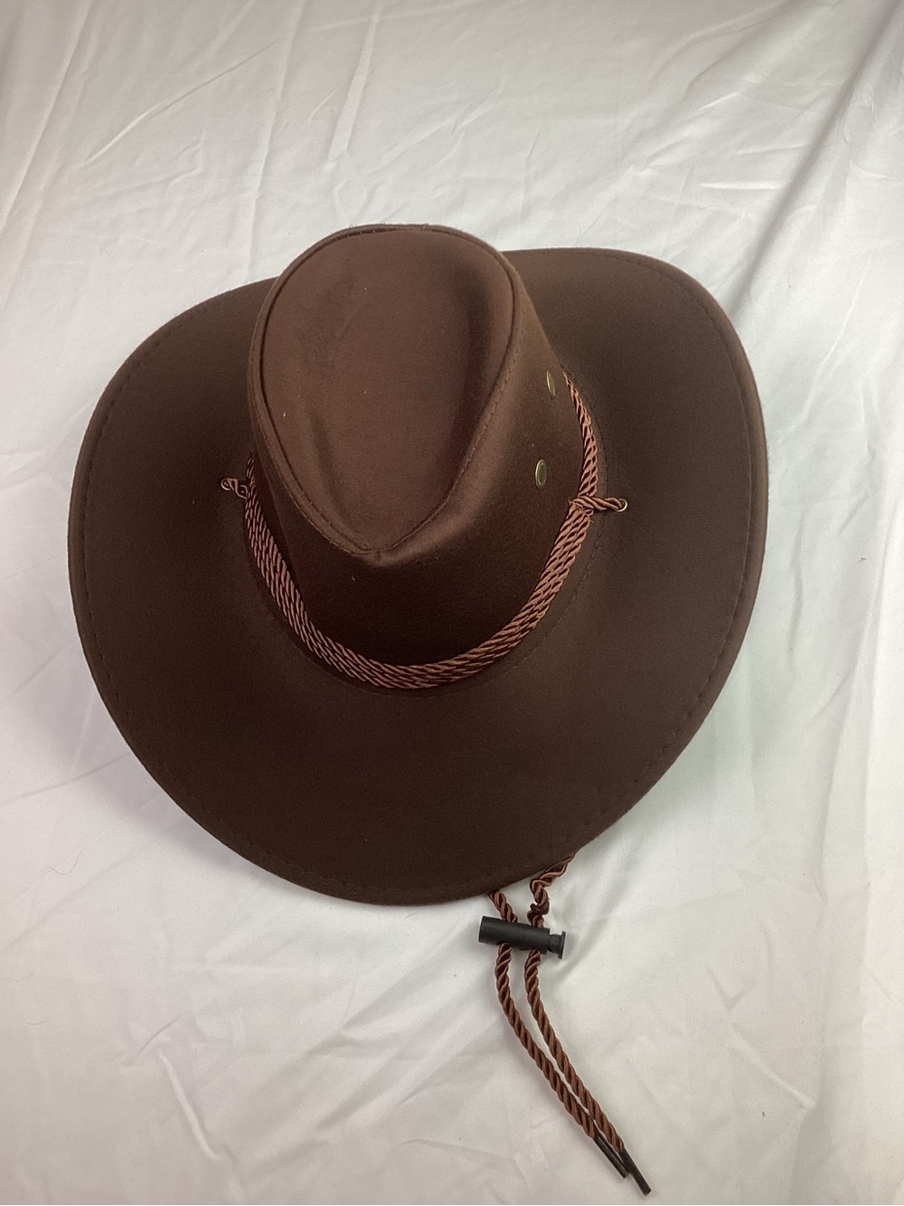 Brown Western Cowboy Hat with Braided Chin Cord